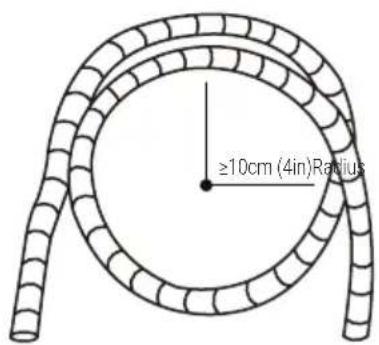 ≥10 cm (4 in) radius.