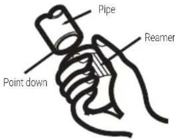 Pipe, point down, reamer.