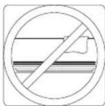 Prohibition sign with diagonal line crossing over layered horizontal bars (no text or symbols).