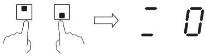 Hand-drawn illustration showing two hand gestures pointing to a square with a minus sign, followed by an arrow to the digit '0'