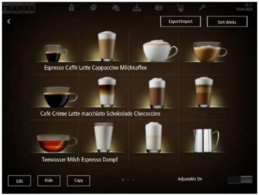 Espresso Caffè Latte Cappuccino Milchkaffee Café Crème Latte macchiato Schokolade Chococcino Teewasser Milch Espresso Dampf Edit Hide Copy Adjustable On Export/Import Sort drinks 14.17 14.04.2020