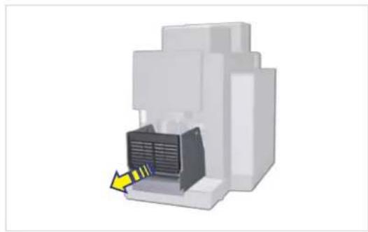3D rendering of a computer with a yellow arrow pointing to a device component (no text or symbols visible)
