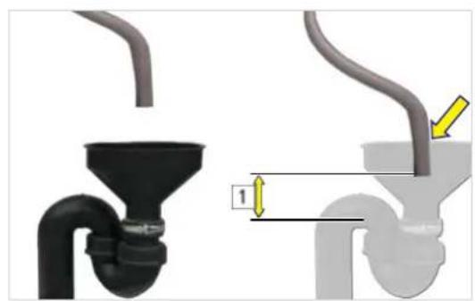 Diagram showing two pipe fittings with different shapes and a funnel, no text or symbols present