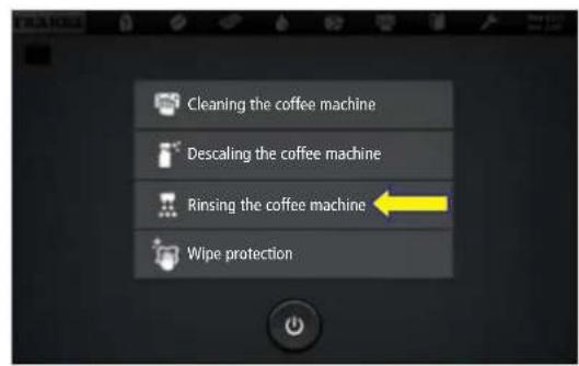 Cleaning the coffee machine Descaling the coffee machine Rinsing the coffee machine Wipe protection
