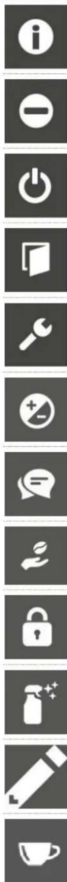 Vertical sequence of white icons on dark gray background, representing basic security and cleaning functions (no text or symbols)