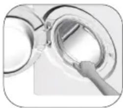 Close-up of a magnifying glass with a handle, showing lens and eyepiece (no text or symbols visible).