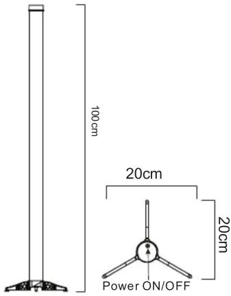 100cm 20cm 20cm Power ON/OFF