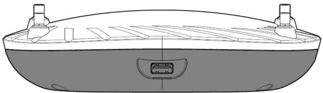Technical line drawing of a boat hull with side-mounted ports and a central connector (no text or symbols).