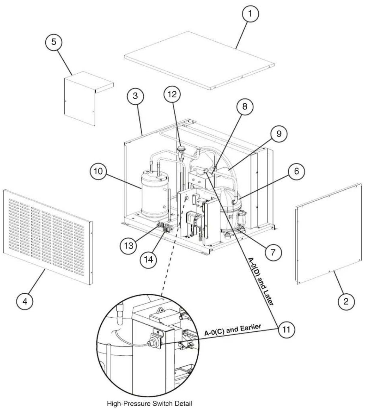 1 2 3 4 5 6 7 8 9 10 11 12 13 14 A-0(D) and Later A-0(C) and Earlier High-Pressure Switch Detail