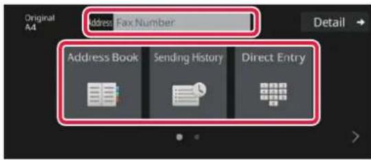 Original A4 Address Fax Number Detail Address Book Sending History Direct Entry