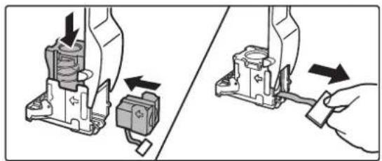 Mechanical assembly diagram showing two steps of a switch mechanism (no text or labels).