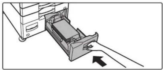 Illustration of a file drawer being inserted into a computer tower, with an arrow indicating direction (no text or symbols present).