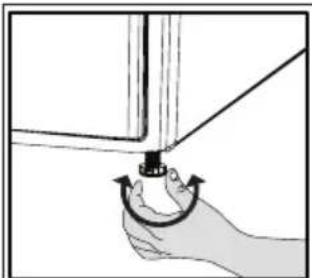 Hand holding a mechanical component with a curved arrow indicating rotation (no text or symbols).