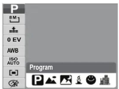 P 8 M 0 EV AWB ISO AUTO Program P