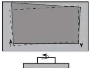 Diagram of a computer monitor with directional arrows indicating orientation, mounted on a base (no text or symbols)