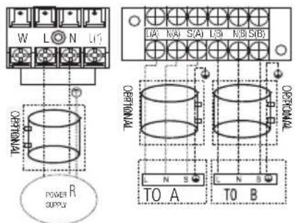 W L N L1 OPTIONAL POWER SUPPLY L1A N/A S/A L3 N/B S/B OPTIONAL L N S B L N S B TO A TO B