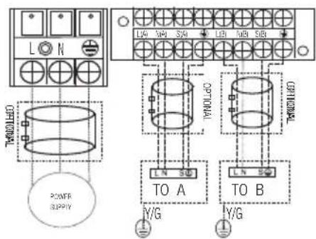 L N POWER SUPPLY L4A M4 S4A L6A M6 S6A OPTIONAL LN SB TO A LN SB TO B Y/G Y/G