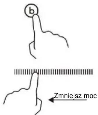 b Zmniejsz moc
