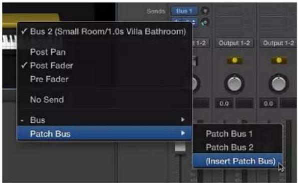 Bus 2 (Small Room/1.0s Villa Bathroom) Post Pan Post Fader Pre Fader No Send - Bus Patch Bus Patch Bus 1 Patch Bus 2 (Insert Patch Bus)