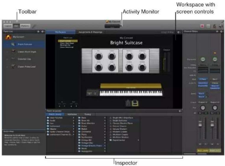 Toolbar Activity Monitor Workspace with screen controls My Concept Bright Suitcase My Concept Inspector Inspector