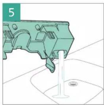 Illustration of a mechanical component pouring liquid into a sink (no text or symbols)