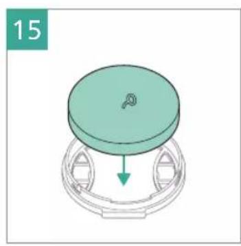 3D diagram of a mechanical component with a circular top and curved base, showing a downward arrow (no text or symbols)