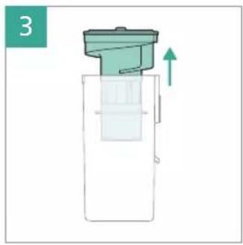 Diagram of a mechanical device with a green component and an upward arrow, no text or symbols present