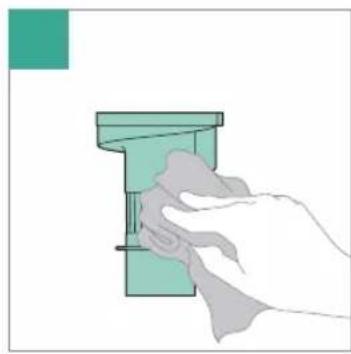 Illustration of a hand cleaning a green mechanical component (no text or symbols)