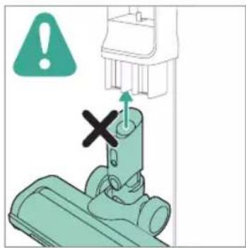 Diagram showing a mechanical component with warning symbol and cross mark, indicating failure or failure point