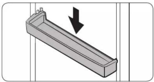 3D diagram of a rectangular mechanical part with an arrow indicating downward motion (no text or symbols).