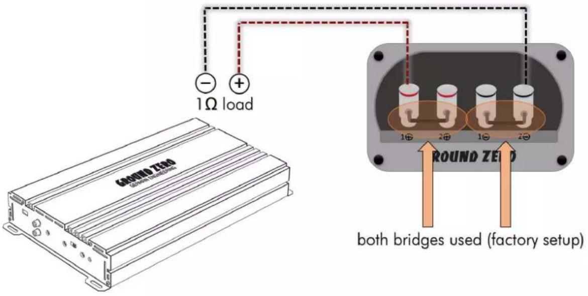 Ground Zero Ground Zero 1 Ω load - + - 1 Ω 2 Φ 1 Φ 2 Φ ROUND ZEID both bridges used (factory setup)