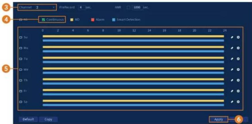 Lorex N863A63BG - Pour configurer l'horaire d'enregistrement de l'appareil Wi-Fi : - 1