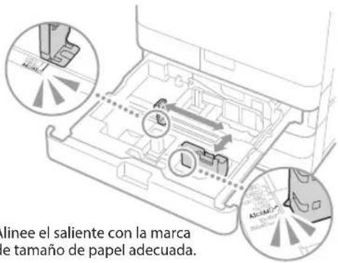 Alinee el saliente con la marca de tamaño de papel adecuada.