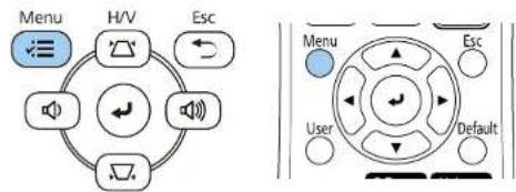 Menu, H/V, Esc, Menu, User, Esc, Default