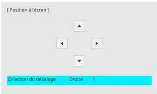 Position à l'écran : Direction du décalage Droite 1