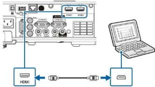 EPSON EB-L265F - Connexion à un ordinateur pour la vidéo et l'audio HDMI - 1
