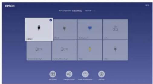 EPSON Home projecteur / E8000000 Mobile .... HKEY1 HKEY2 Chikvision1 USB Device 56 working2 System Monitoring2 Video USB Split Screen Portugal Options Guide to Connection Helpbox
