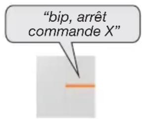 "bip, arrêt commande X"