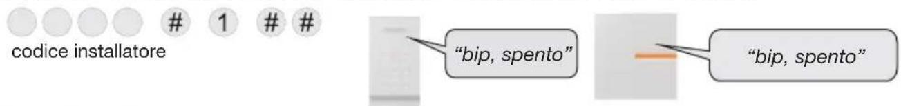 codice installatore 1 # # "bip, spento" "bip, spento"