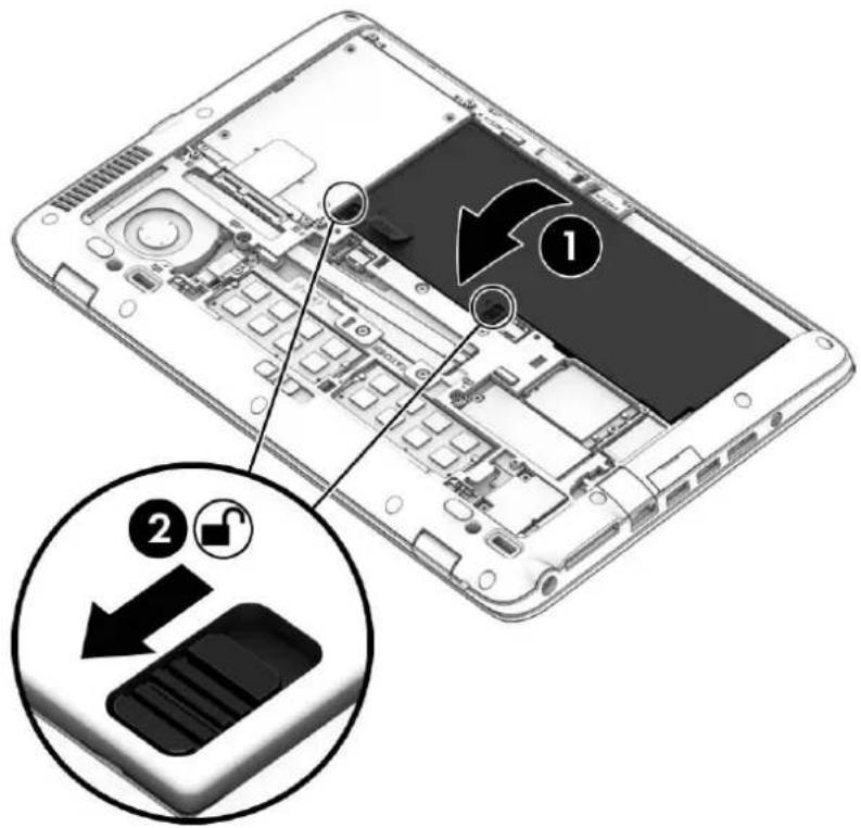 HP EliteBook 720 G1 - Insertion ou retrait de la batterie - 2