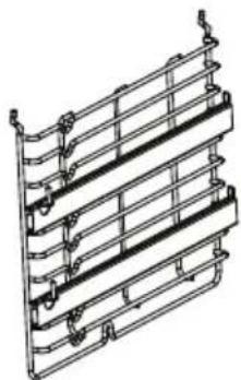 Technical line drawing of a metal frame structure with multiple parallel grooves, no text or symbols.