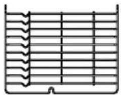 Pure diagram of a container with horizontal lines and a small gap at the bottom (no text or symbols).