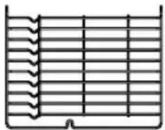 Pure diagram of a container with horizontal lines and a wavy top section, no text or symbols present.
