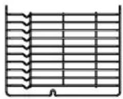 Pure diagram of a container with horizontal lines and a small loop at the bottom (no text or symbols).