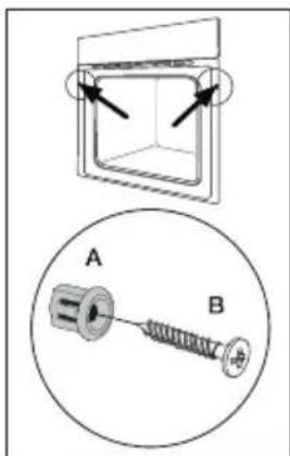 Technical diagram showing a mechanical assembly with labeled components A and B, including directional arrows indicating movement or force.