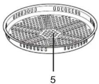 Circular diagram with a grid pattern and labeled number 5; no readable text or symbols beyond the label.