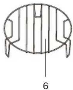 Simple line drawing of a circular table with vertical bars and two legs, labeled with the number 6 (no text or symbols on the diagram itself).