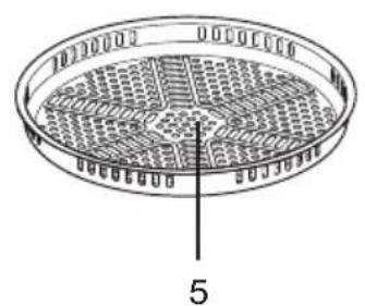 Diagram of a circular electronic component with internal grid pattern and labeled part '5' (no text or symbols beyond label).