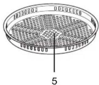Circular diagram with a grid pattern and labeled number 5; no readable text or symbols beyond the label.