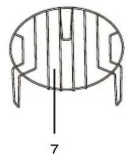 Simple line drawing of a round table with chairs and legs, no text or symbols present.